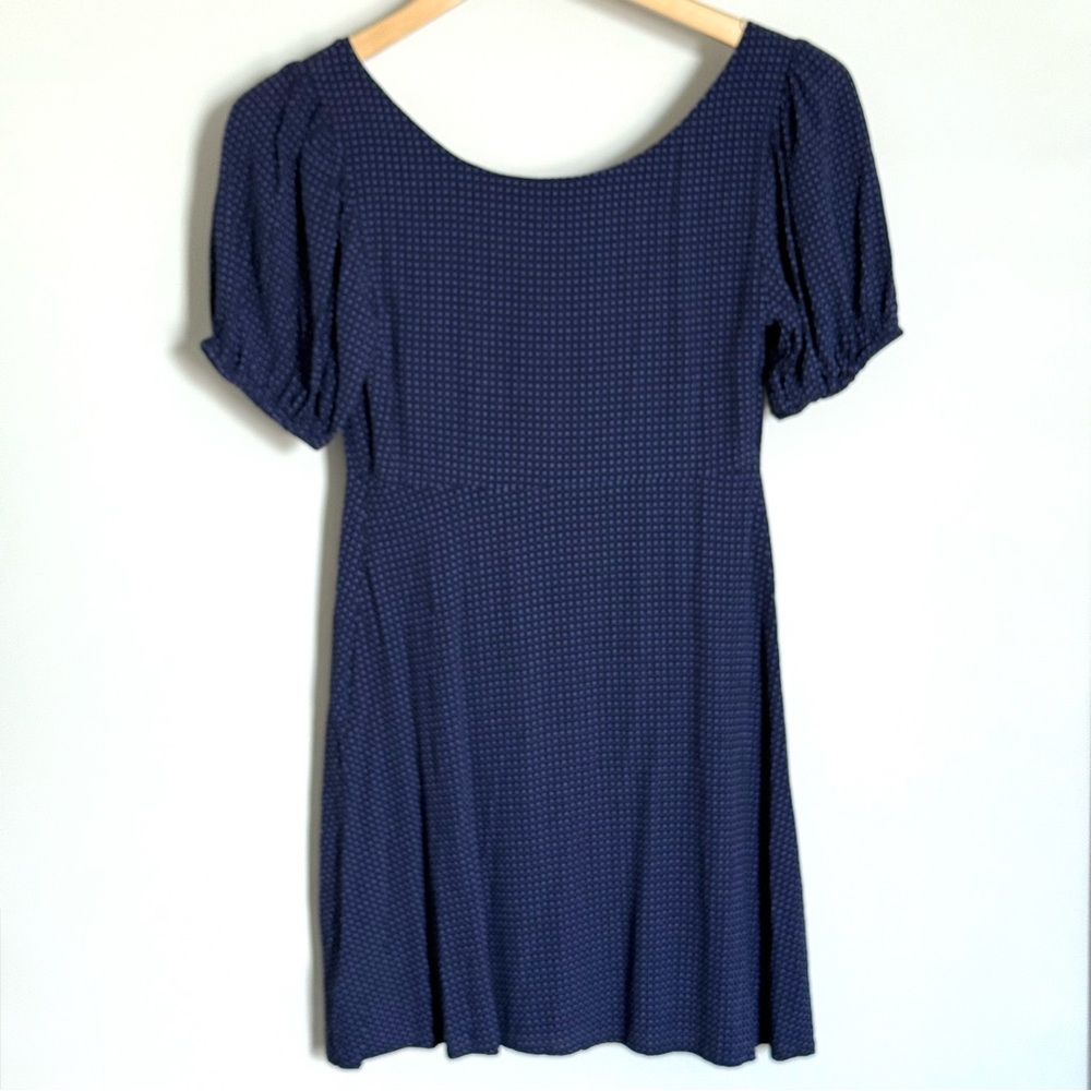 Urban Outfitters Navy Blue Puff Sleeve Ditsy Floral Mini Dress Size Small - Picture 5 of 15